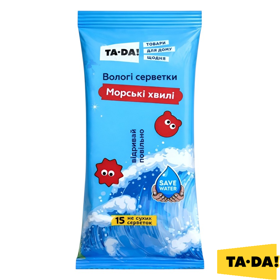 Вологі серветки TA-DA! 15 шт. Морські хвилі фото