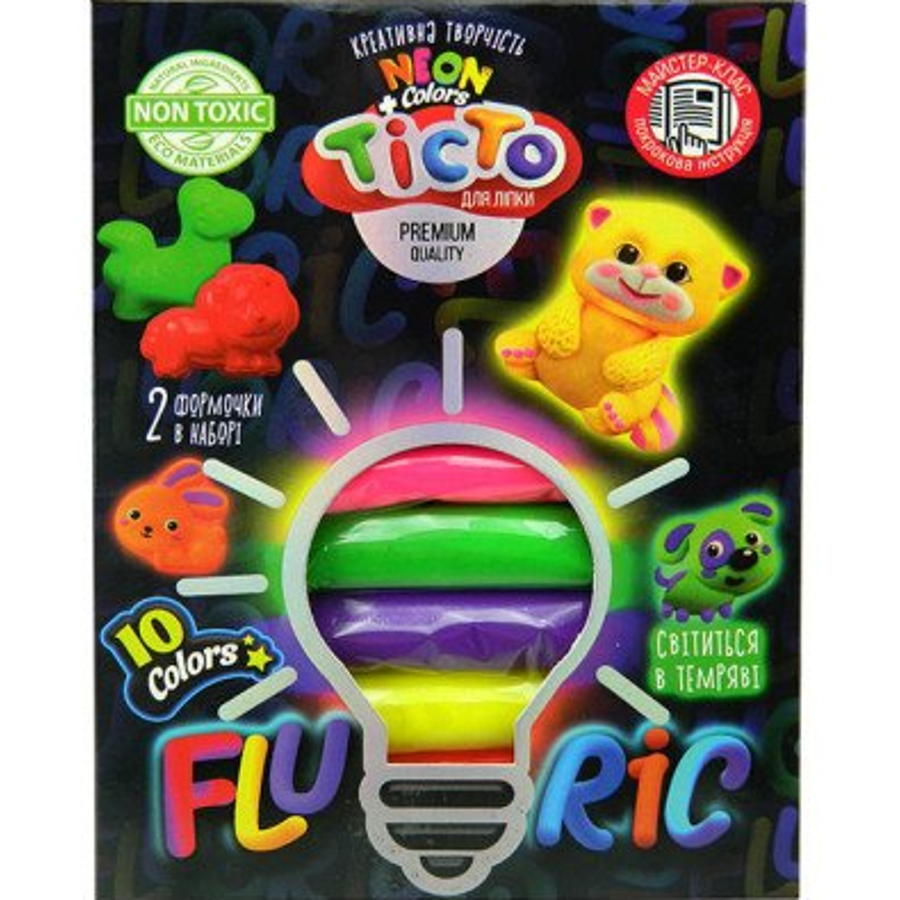 Тісто для ліплення Danko toys Fluoric 10 кольорів №1 фото