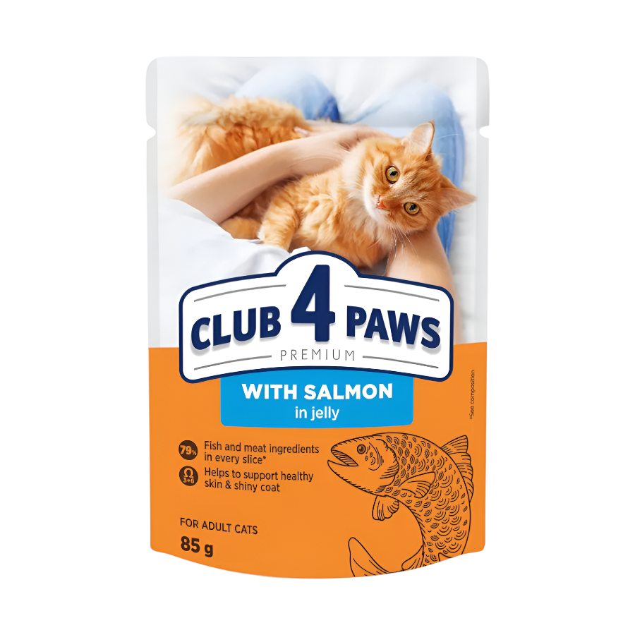Корм для котів Club 4 Paws 85 г в желе з лососем фото