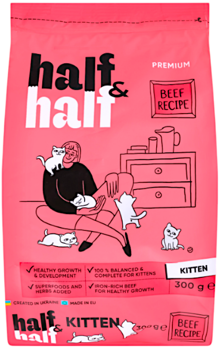 Корм для котів Half&Half 300 г з яловичиною фото