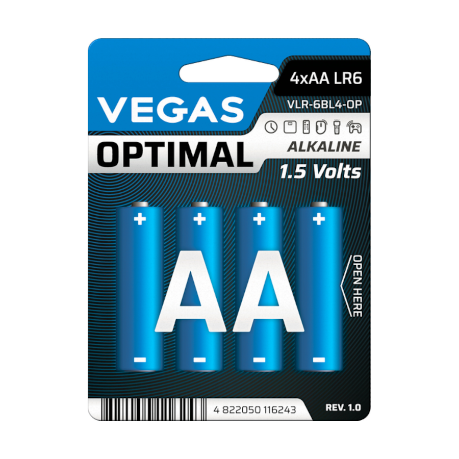 Батарейка Vegas AA (LR6) 4 шт. Optimal мініатюра