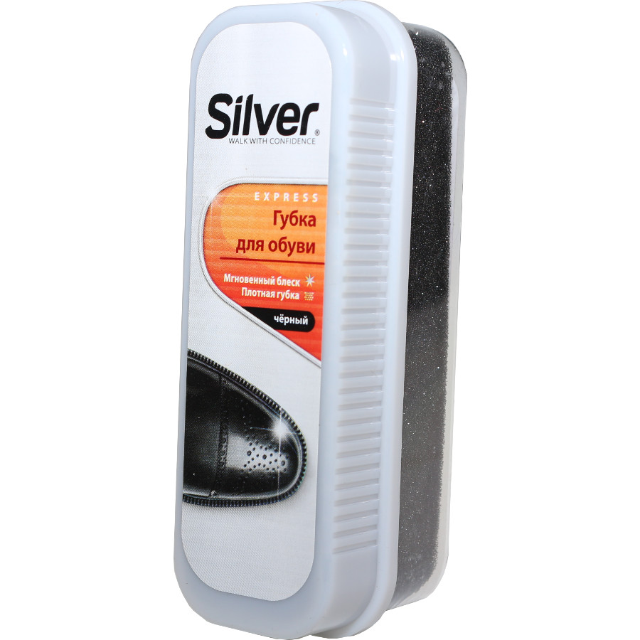 Губка для взуття Silver чорна для шкіри фото